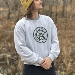 White Crew Neck Sweatshirt with Green Logo
